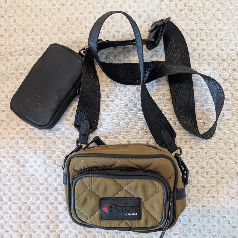 Pajar Quilted Olive and Black Crossbody Bag